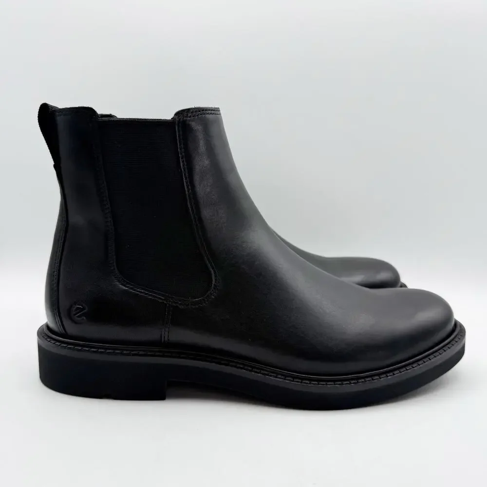 ECCO Mens Metropole London Chelsea Boots EU 46 US 12-12.5 Black Leather NWOB